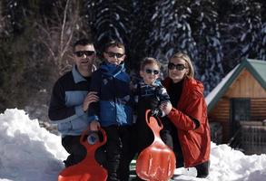 family portrait at beautiful winter day photo