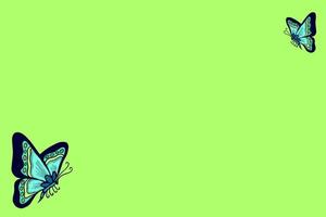 Green Background wallpaper with butterfly Illustration hand drawn cartoon vector