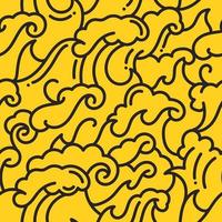 Doodle wave yellow seamless pattern vector