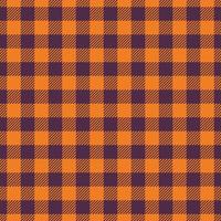 Checkered gingham plaid seamless pattern in orange and purple. For Thanksgiving fabric, textile and texture vector