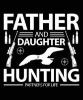 padre e hija cazando socios para el diseño de la camiseta de la vida vector