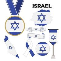 colección de elementos con la plantilla de diseño de la bandera de israel vector