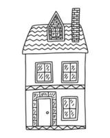 Hand drawn country house doodle illustration. Scandinavian house with roof vector clip art