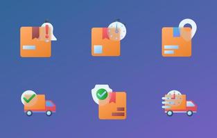 Delivery Themed Glass Morphism Icons Set vector
