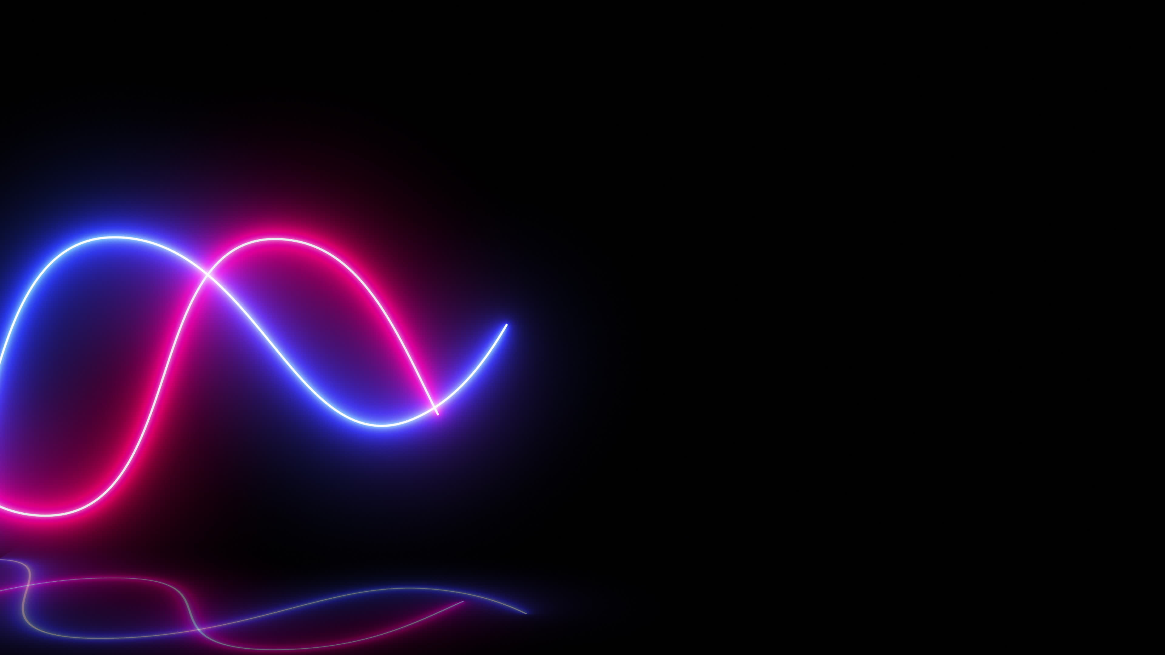 Neon Line Waves curve effect horizontal, shiny motion concept