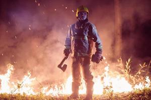 Firefighter in action photo