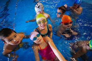 Swimming in indoor pool photo