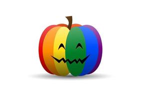 Happy halloween. LGBT rainbow pumpkin design on white background. Vector illustration.