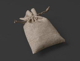 saco de arpillera con plantilla de maqueta de logotipo foto
