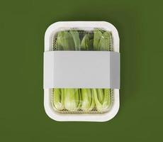 maqueta de caja de contenedor de comida para llevar con verduras y frutas, espacio de copia para su logotipo o diseño gráfico foto