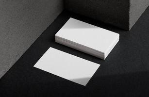 Minimal business card mockup with concrete block photo