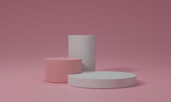 Abstract white round corner pedestal podium, Product display podium in room, 3d rendering studio with geometric shapes, Cosmetic product minimal scene with platform, Stand to show products background photo