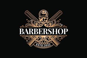 Barbershop Gentlemen Gold Logo Template vector