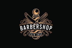 Barbershop Old Vintage Gold Logo Template vector