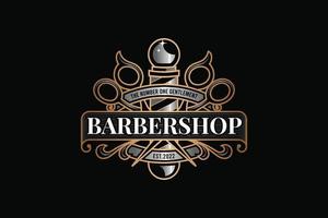 Barbershop Elegant Gold Logo Template vector