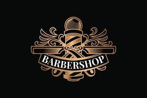 Barbershop Unique Elegant Gold Logo Template vector