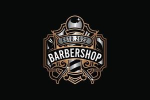 barbería vector logo y plantilla de emblema