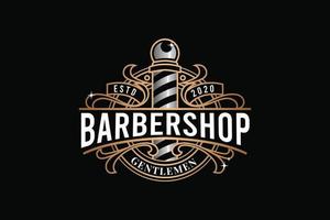 barbería caballeros elegante plantilla de logotipo dorado vector