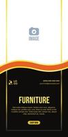 Furniture banner design. Abstract style vertical shape layout for property promotion, gold, luxury. vector