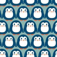 Cartoon style penguins seamless pattern. vector