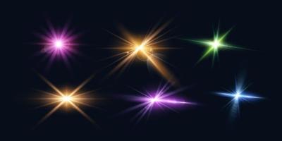 Collection of Colorful Transparent Lens Flare Effects. Glowing Light Effect vector