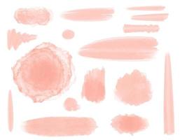 Vector Set of pink Watercolor hand painted round shapes stains circles blobs isolated on white.