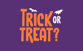 Trick or Treat lettering design with flying bats. Halloween card or banner spooky design. vector