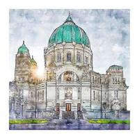 Vienna Austria Watercolor sketch hand drawn illustration vector