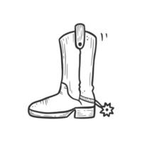 Hand drawn cowboy boot with spur element vector