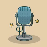 Retro Microphone in Cartoon Style Vector Illustration