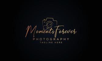 Photography Typography Signature Logo of the photographer. camera shutter. The abstract symbol for a Photo Studio in a simple minimalistic style. Vector logo template for a wedding photographer