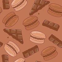 Seamless pattern with chocolate macaroons. Vector graphics.