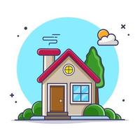 House Building Vector Icon Illustration. Building And Landmark Icon Concept White Isolated. Flat Cartoon Style Suitable for Web Landing Page, Banner, Sticker, Background