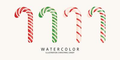 Merry Christmas watercolor Candy cane. Watercolor vector illustration.