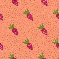 Simple strawberry seamless pattern. Hand drawn strawberries wallpaper. Fruits backdrop. vector