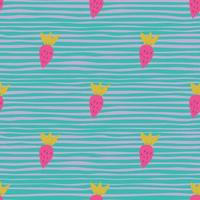 Simple strawberry seamless pattern. Hand drawn strawberries wallpaper. Fruits backdrop. vector