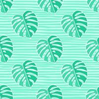 Outline monstera silhouettes seamless pattern. Palm leaves endless background. Botanical wallpaper. vector