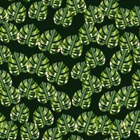 Decorative monstera silhouettes seamless pattern. Exotic palm leaves wallpaper. vector