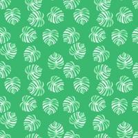 Monstera leaf tropical seamless pattern. palm leaves endless background. Botanical wallpaper. vector