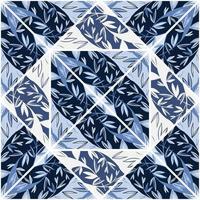 Hand drawn leaves mosaic seamless pattern. Creative botanical foliage endless wallpaper. Palm leaf tile. vector
