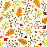 Vector seamless pattern with autumn leaves. Seasonal decorative design. Colorful flat illustration for wallpaper, fabric or paper printing and wrapping