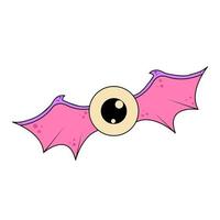 Flying Eye with Bat Wings Sticker or Temporary Tattoo for Halloween in Groovy Style vector