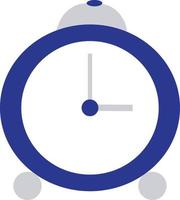 Retro alarm clock in blue color in cartoon style. Vector illustration isolated on white background.