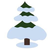 Christmas tree covered with snow. Vector illustration isolated on white background.