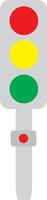 Tricolor traffic light with button. Vector illustration isolated on white background.
