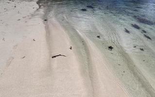 Beautiful shots of the white beach sand on the Seychelles paradise island with footprints photo