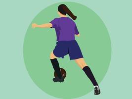 Women Football Player Flat Vector Illustration