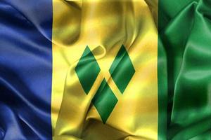 3D-Illustration of a Saint Vincent flag - realistic waving fabric flag photo