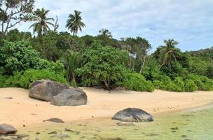 Sunny day beach view on the paradise islands Seychelles photo