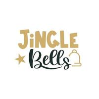 Jingle Bells. Merry Christmas and Happy New Year lettering. Winter holiday greeting card, xmas quotes and phrases illustration set. Typography collection for banners, postcard, greeting cards, gifts vector